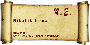 Mikulik Emese névjegykártya